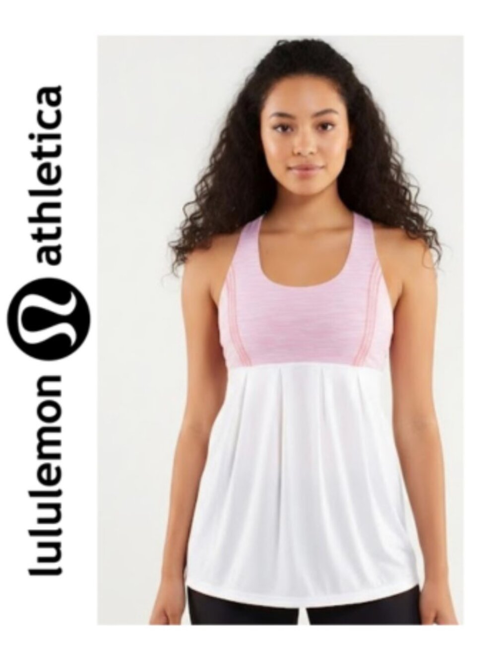 Lululemon Power Dance Tank Top - White and Pink - Size 4